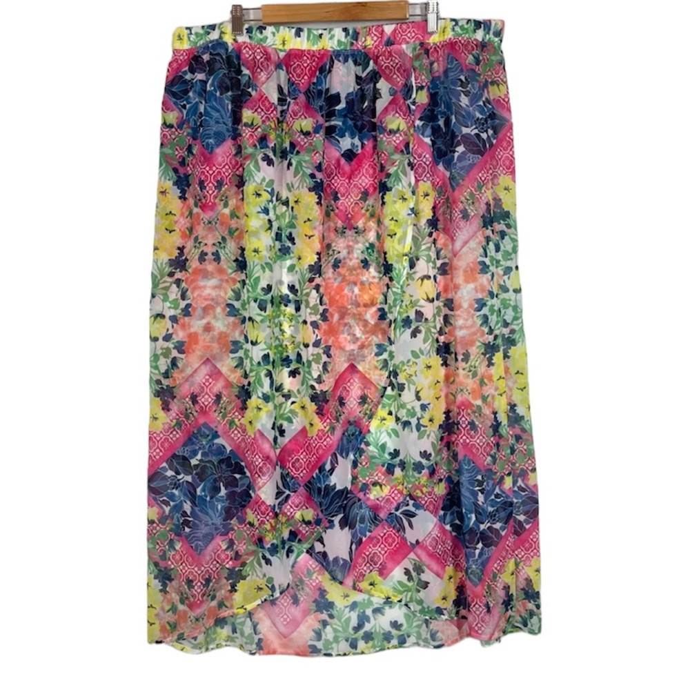 Swim by Cacique Women’s Maxi Skirt Swim Beach Cover Up Multicolor Size 26/28